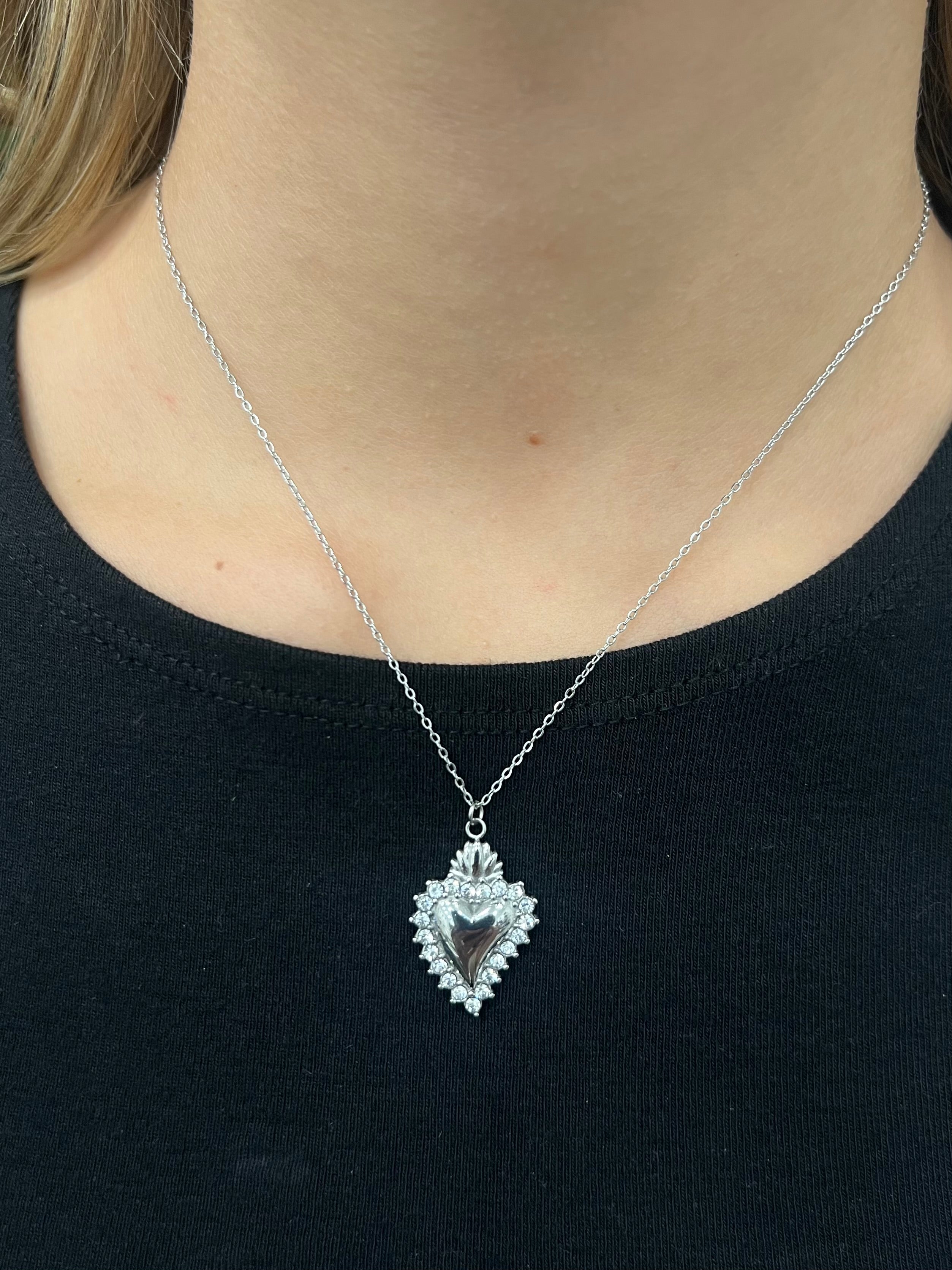 Collana Cuore sacro strass