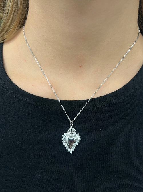 Collana Cuore sacro strass