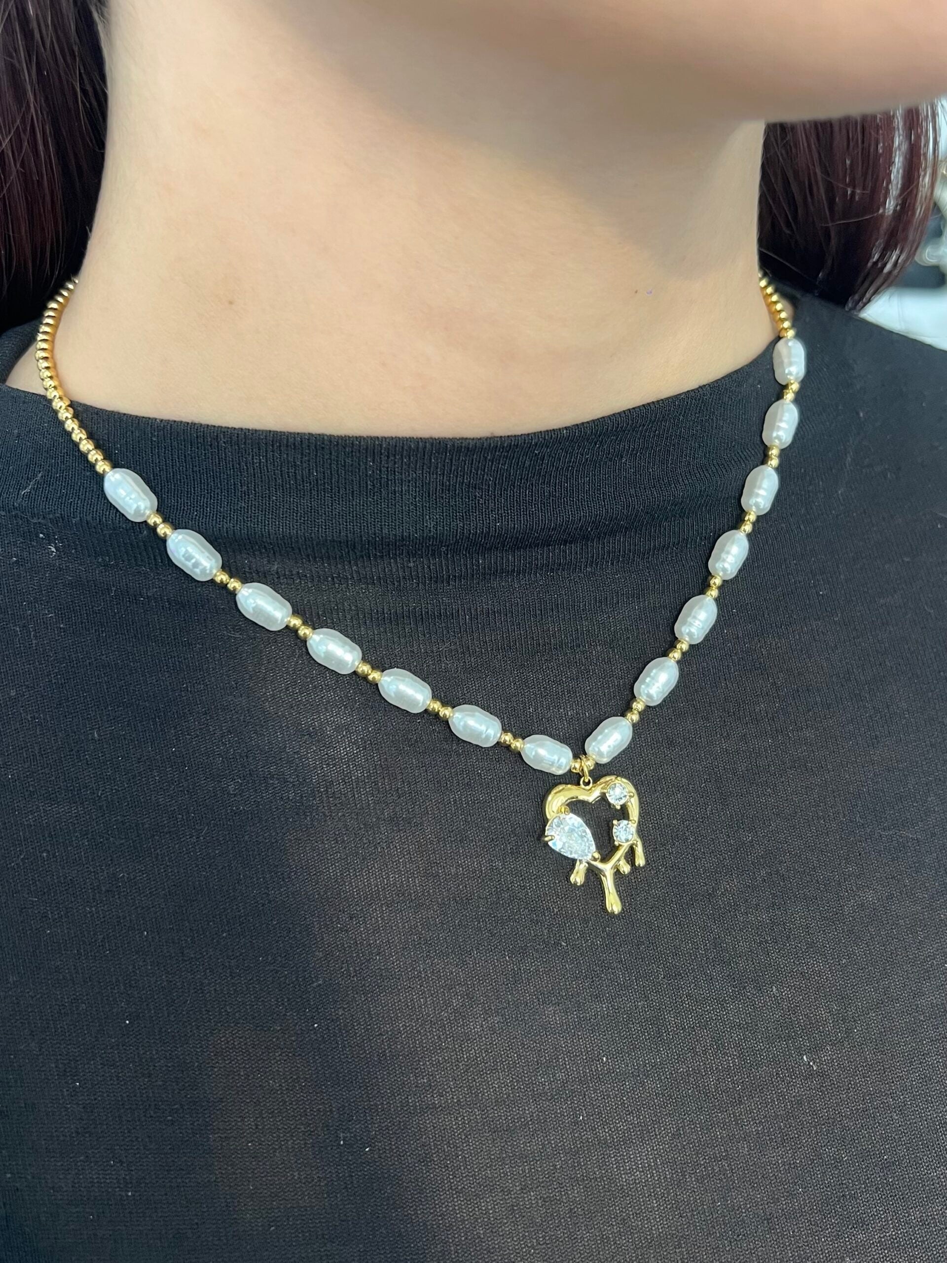 Collana perle heart<span> - </span>Argentata image
